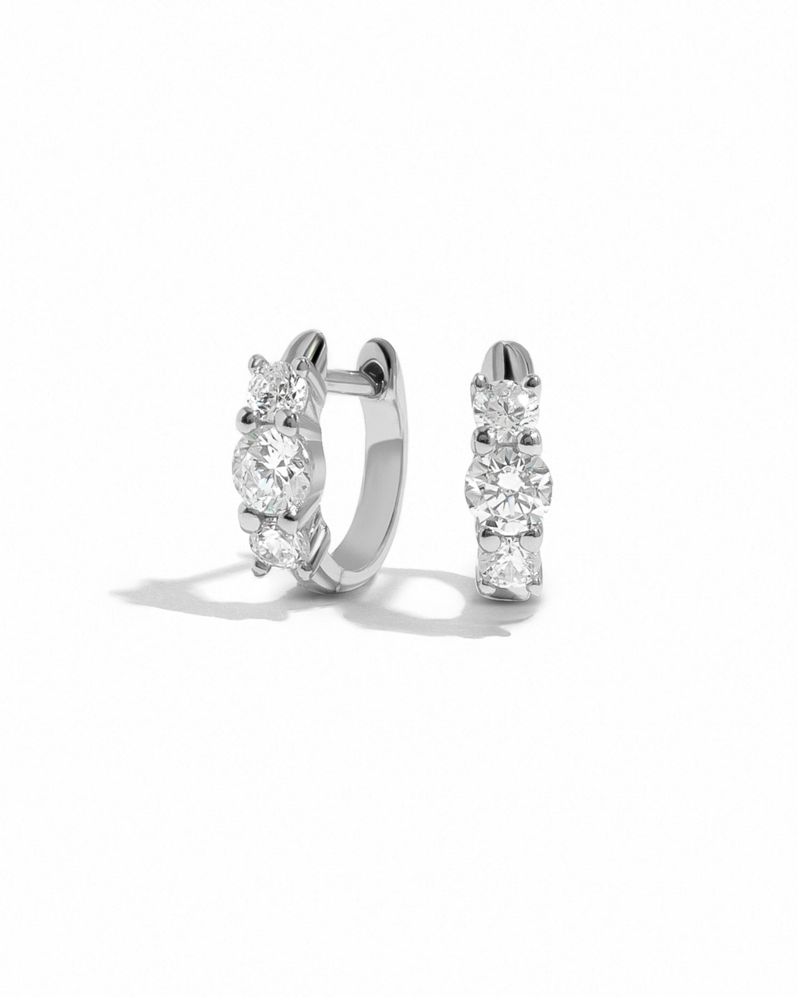 Three Stone Huggie Hoops - AYUNA