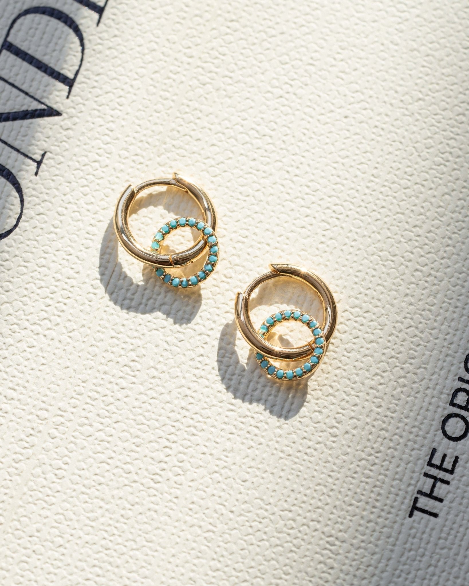 Turquoise Circle Charm Hoops - AYUNA