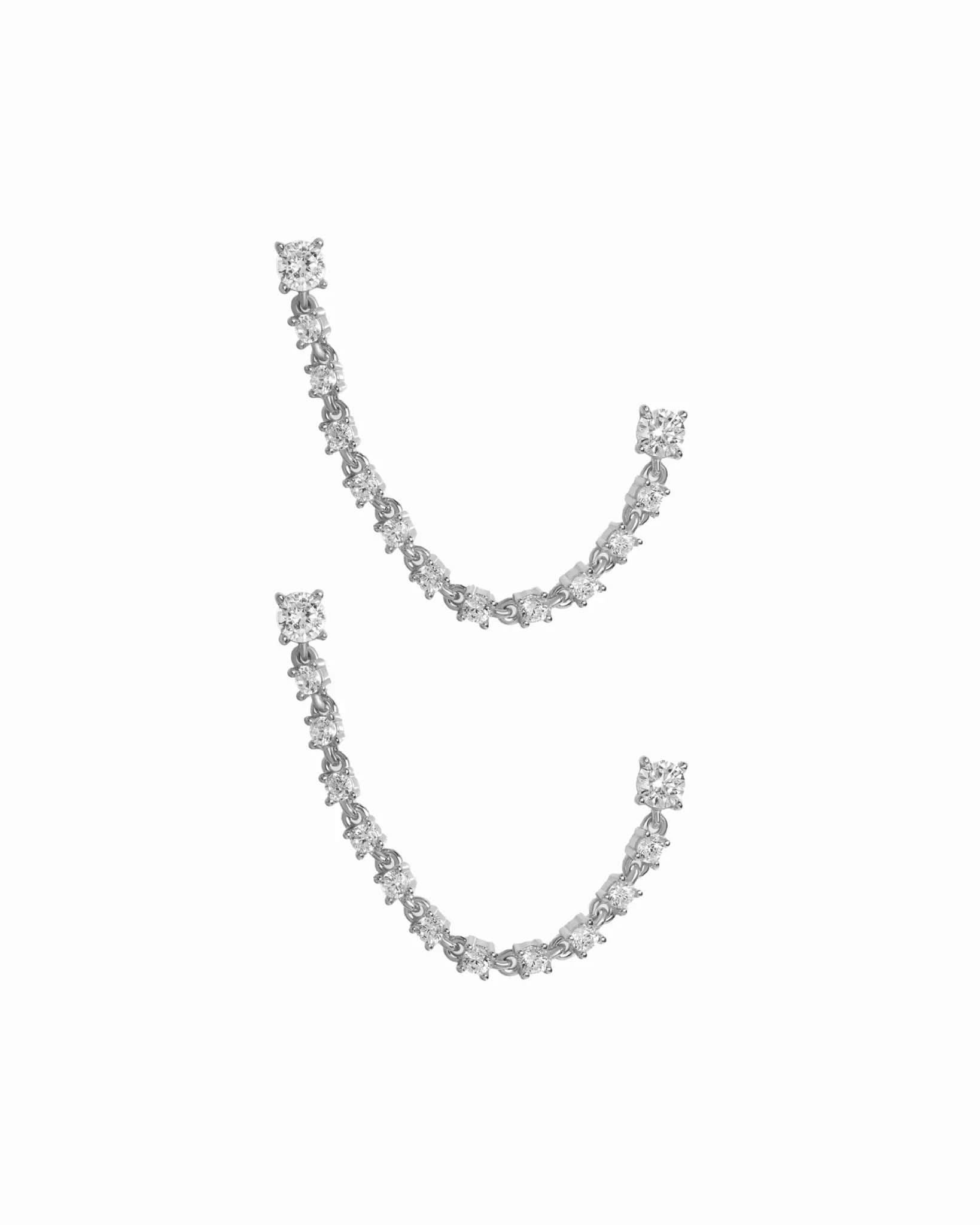 Two - Piercing Tennis Chain Link Studs - AYUNA