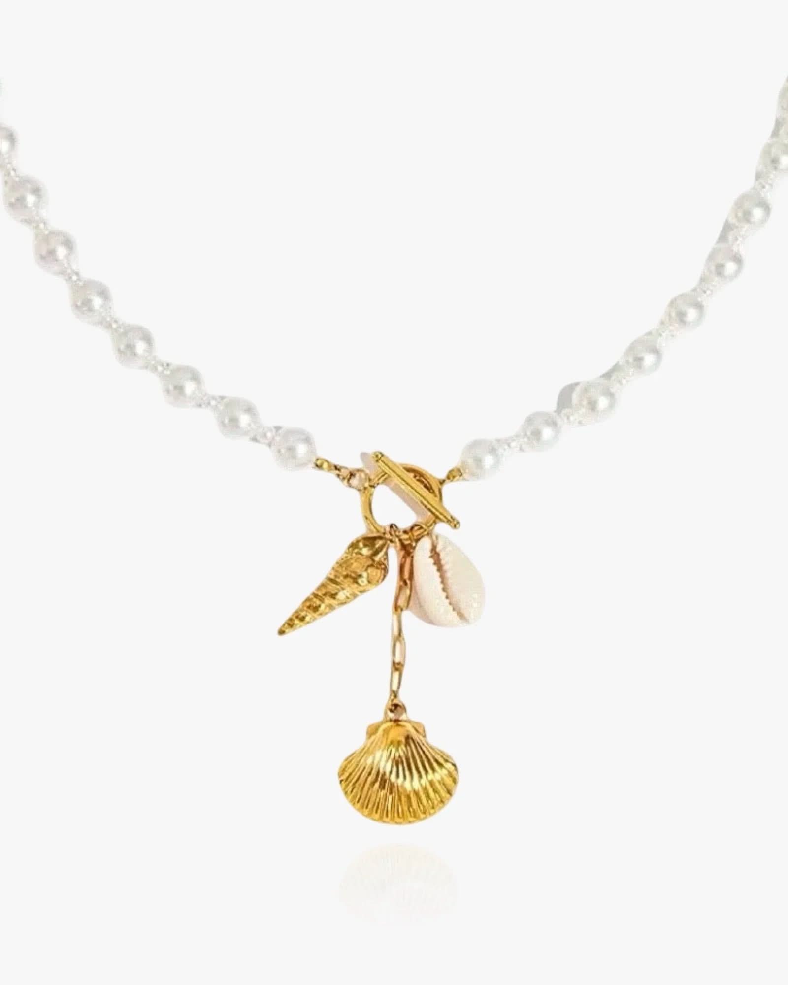 Y - Shape Shell Clasp Necklace - AYUNA