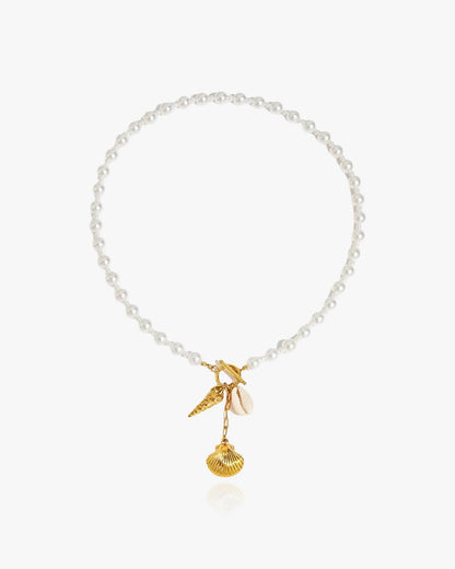 Y - Shape Shell Clasp Necklace - AYUNA