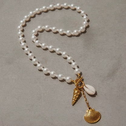 Y - Shape Shell Clasp Necklace - AYUNA