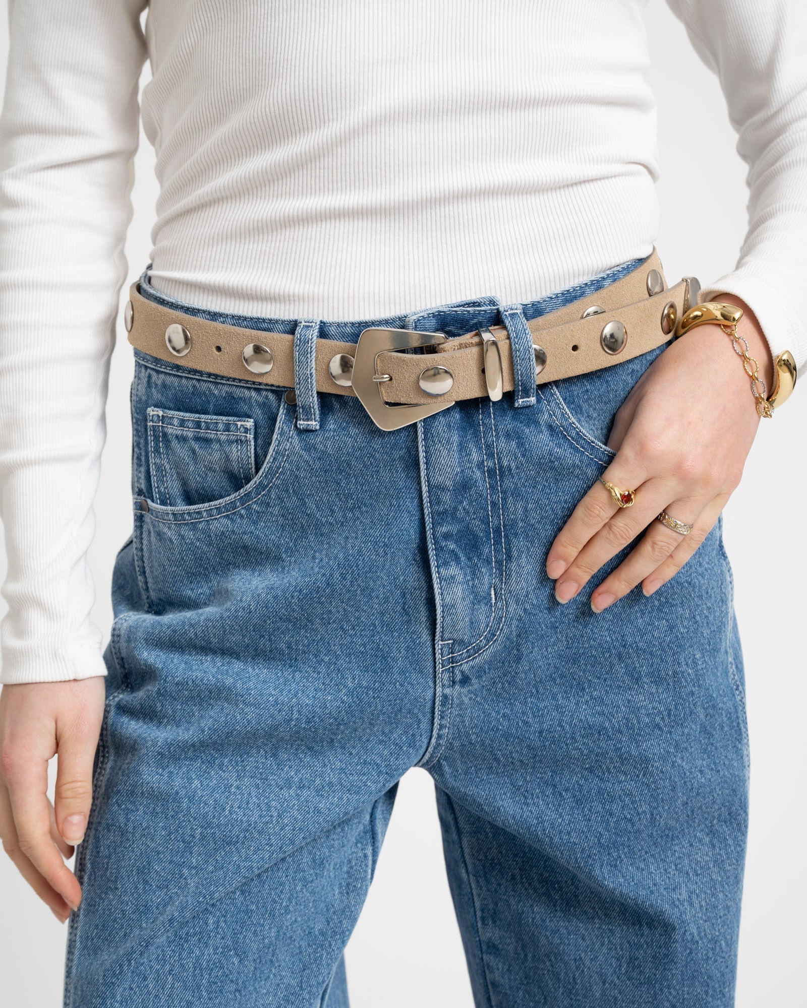 Yves Stud Belt Sand